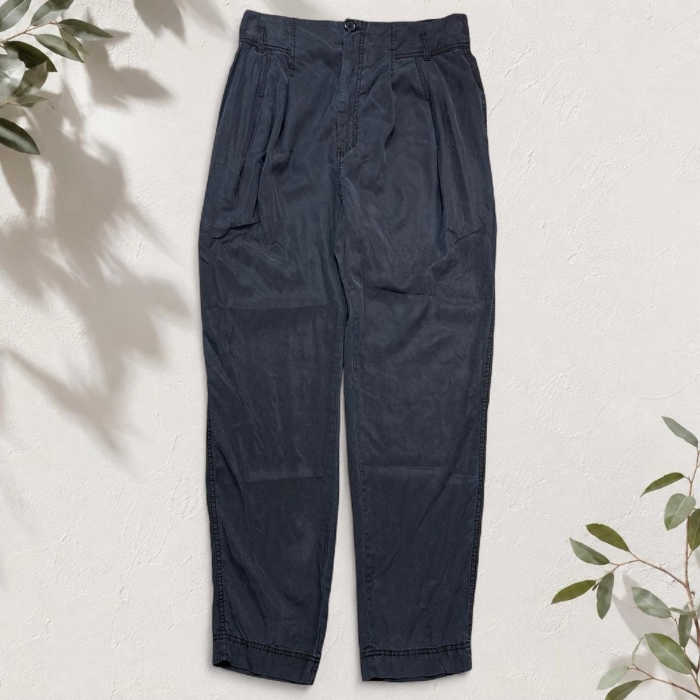 Free People Black Cargo Utility Pants Washed Tapered Cotton Twill Size 10